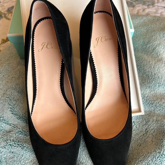 Like New! J.Crew Celia Black Suede Block Heel Sq Toe Pumps Size 7.5 Style J8238 - Picture 10 of 15